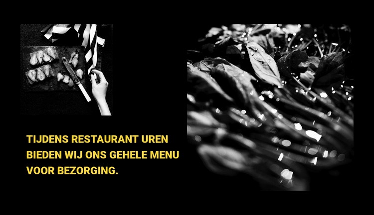 Restaurant menu Bestemmingspagina