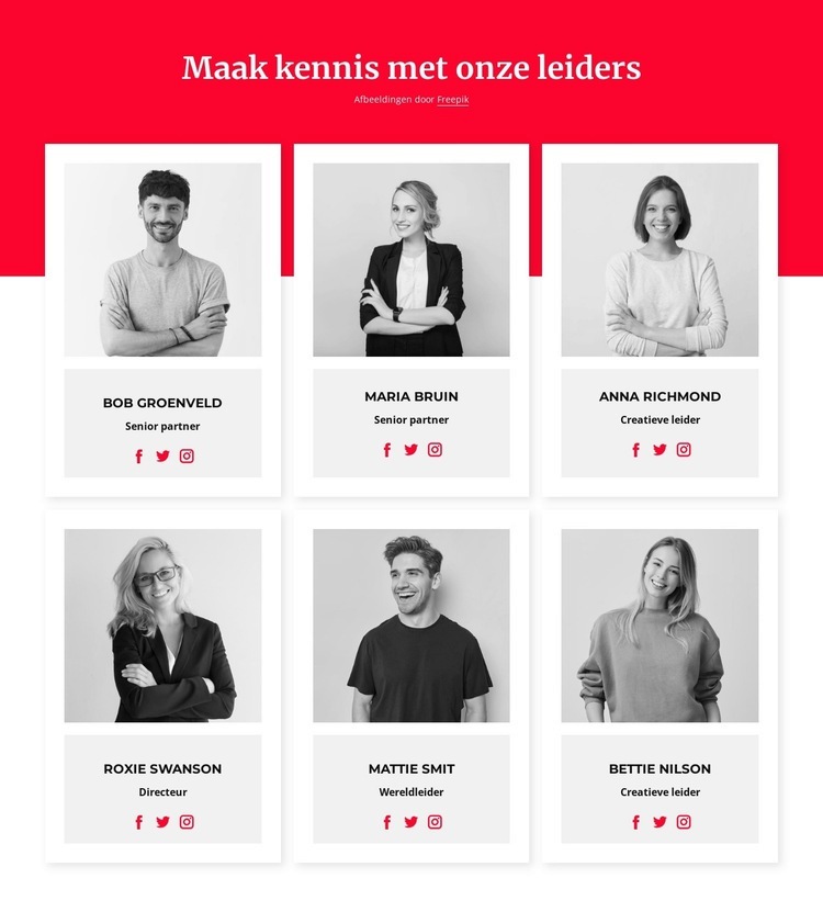 Maak kennis met onze leiders HTML5-sjabloon