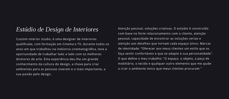 Título e texto em duas colunas Construtor de sites HTML