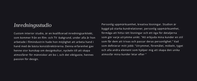 Rubrik och text i två kolumner Hemsidedesign