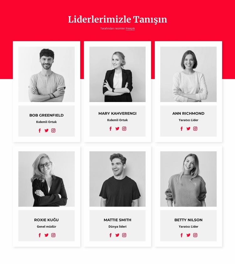 Liderlerimizle tanışın HTML5 Şablonu