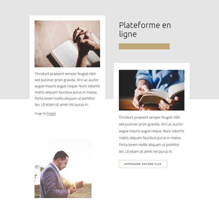 Plateforme en ligne de l'Église Conception de site Web