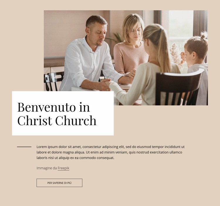 Benvenuti nella chiesa di crist Un modello di pagina