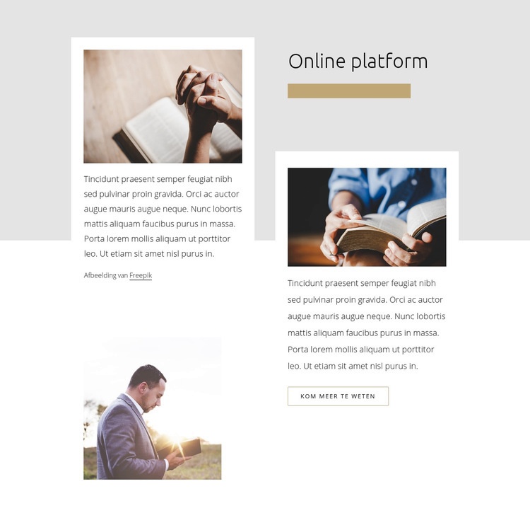 Kerk online platform Sjabloon voor één pagina