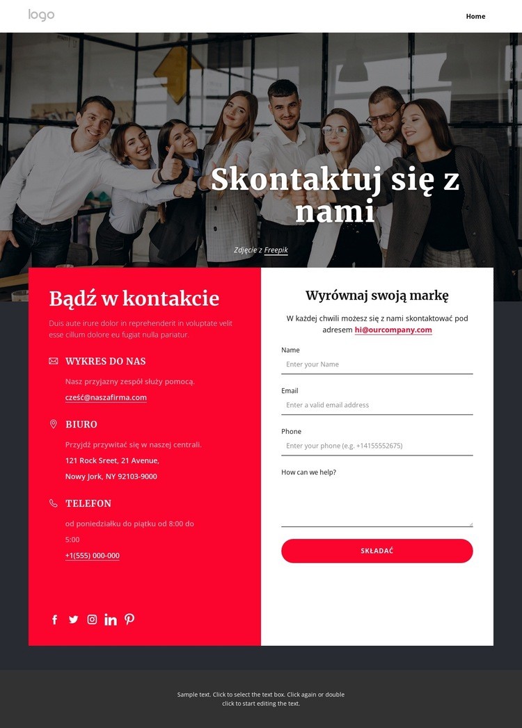 Ulepsz swoją markę już dziś Makieta strony internetowej