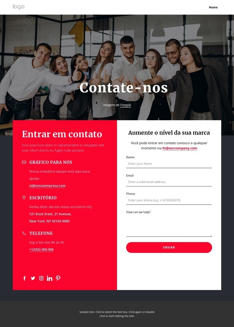 Aumente o nível da sua marca hoje Construtor de sites HTML