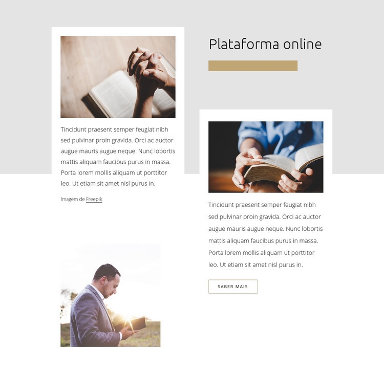 Plataforma online da igreja Design do site