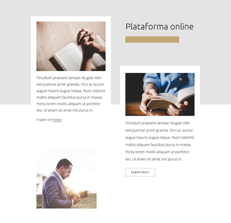 Plataforma online da igreja Landing Page