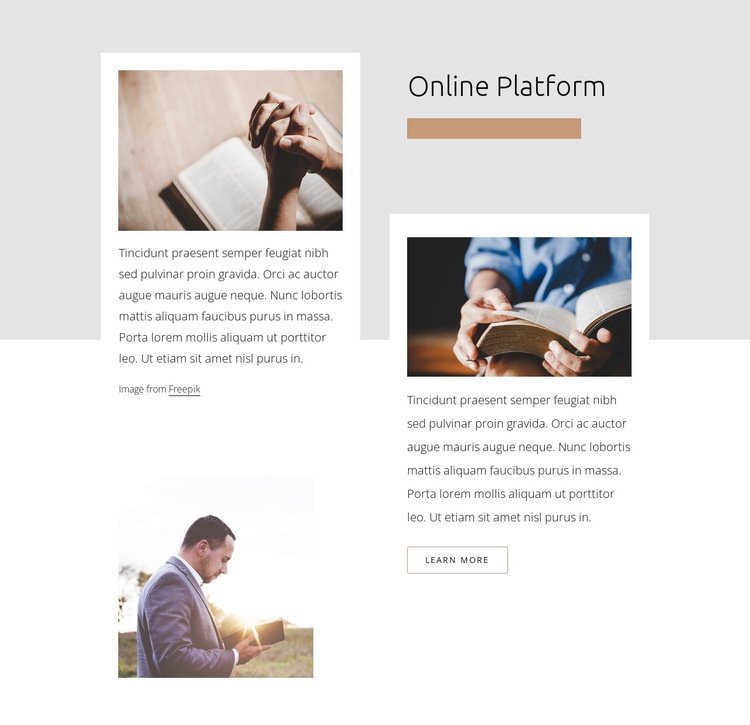 Kyrkans onlineplattform Html webbplatsbyggare