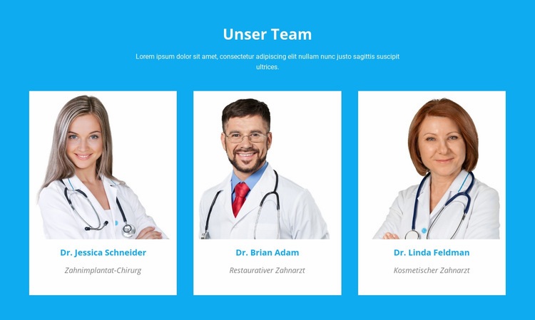 Unser medizinisches Team Website design