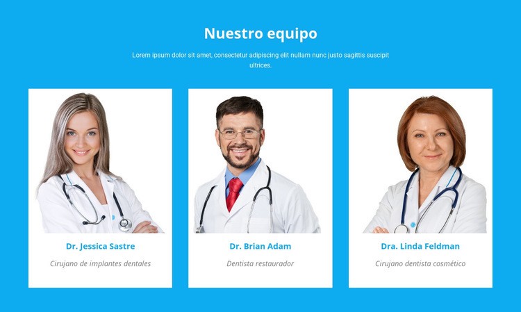 Nuestro Equipo Médico Maqueta de sitio web