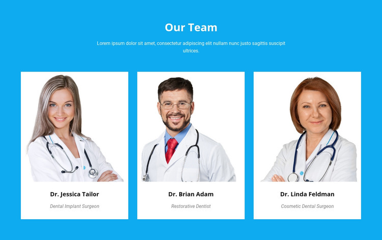Our Medical Team Homepage Design