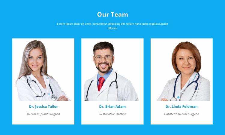 Vårt medicinska team Html webbplatsbyggare