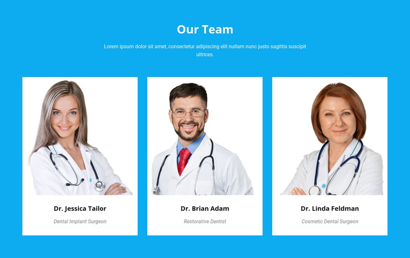 Our Medical Team Web Page Design
