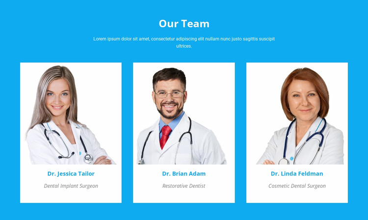 Our Medical Team WordPress Website Builder