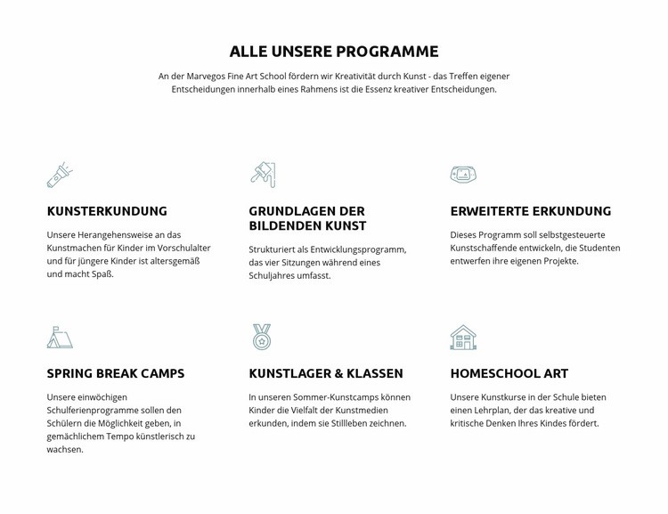 Alle unsere Bildungsprogramme Landing Page