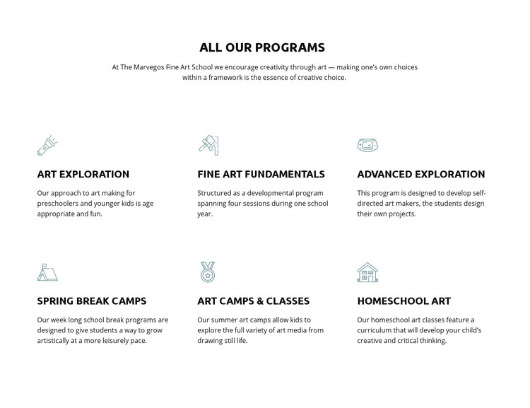 All our education programs Homepage Design