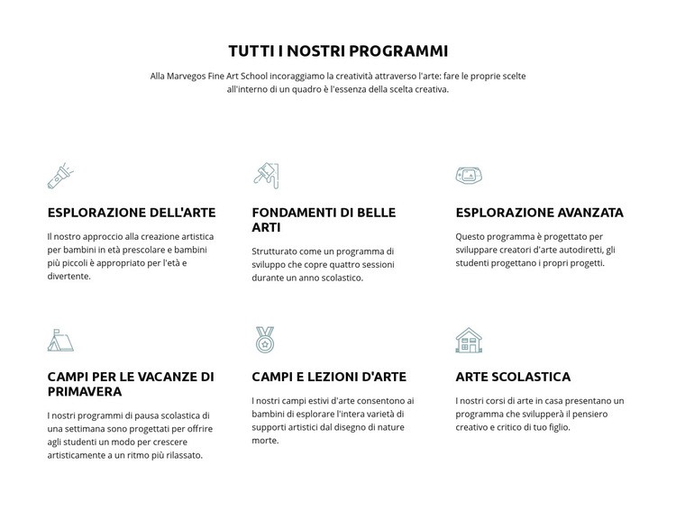 Tutti i nostri programmi educativi Un modello di pagina