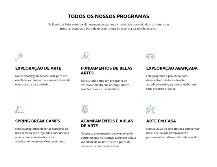 Todos os nossos programas de educação Construtor de sites HTML