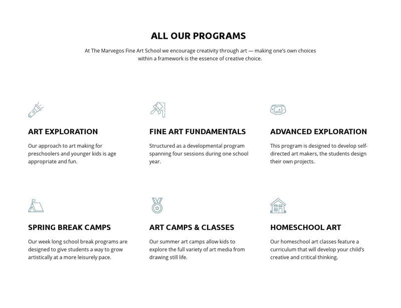 All our education programs Squarespace Template Alternative