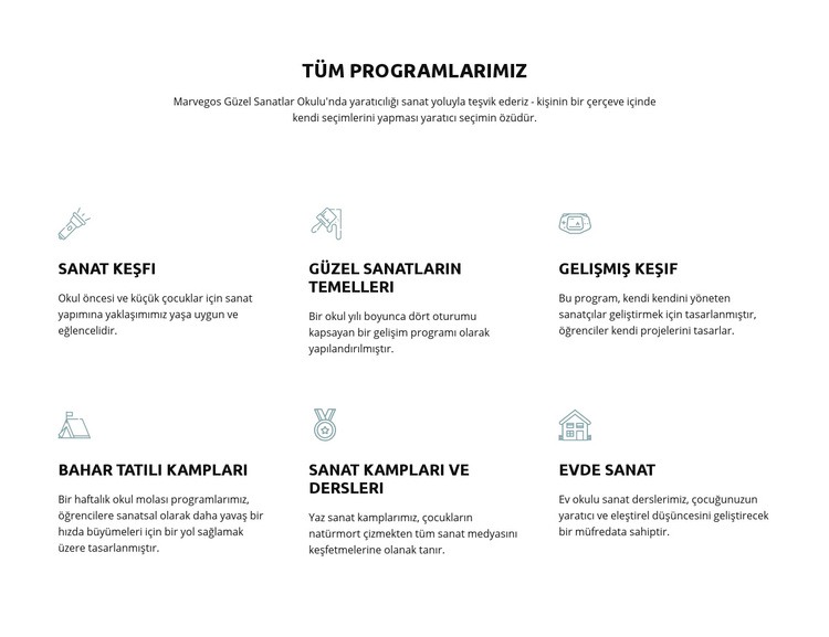 Tüm eğitim programlarımız Web sitesi tasarımı