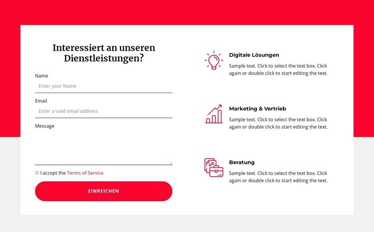 Kontaktformular mit Grid-Repeater Website Builder-Vorlagen