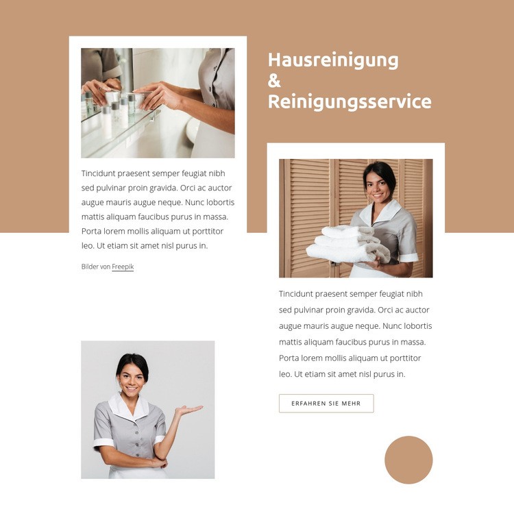 Reinigungsservice und Hausreinigung Website design