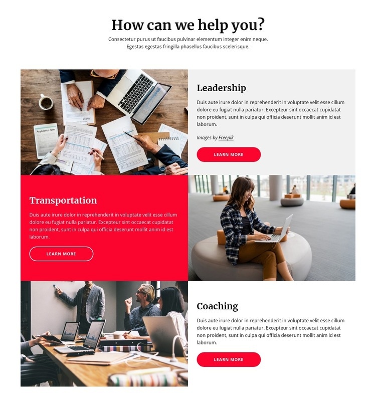 Leadership, innovations, coaching Homepage Design