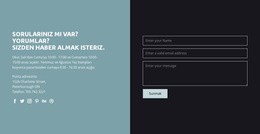 Form Ile Iletişim Bilgileri - Işlevsellik WordPress Teması