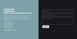 Contact Information With Form - Web Page Design