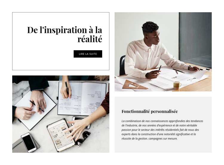 De l'inspiration à la réalité Modèle de site Web