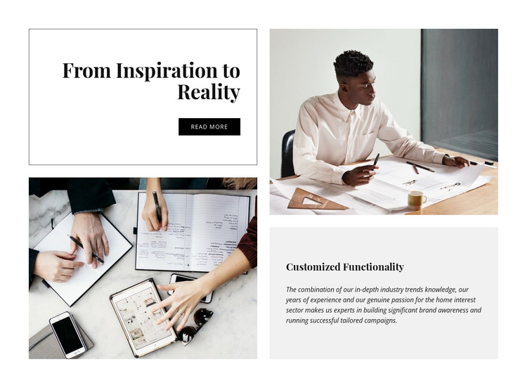 From inspiration to reality One Page Template