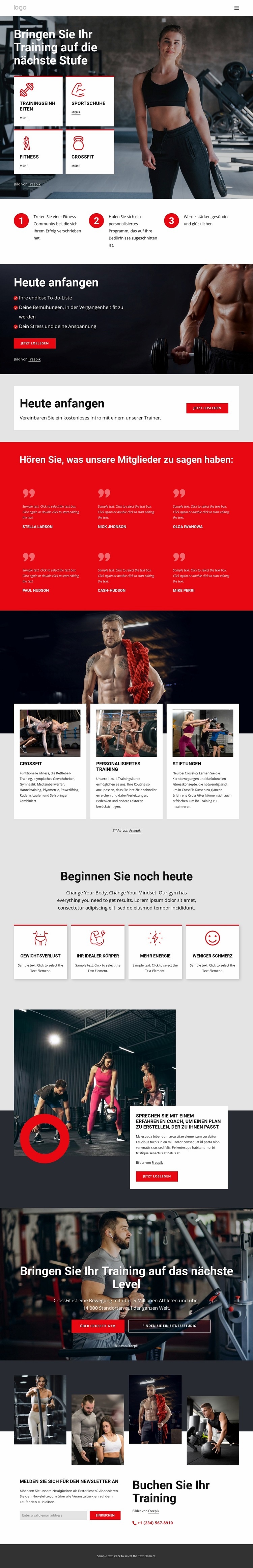 Crossfit-Trainingsgemeinschaft Eine Seitenvorlage