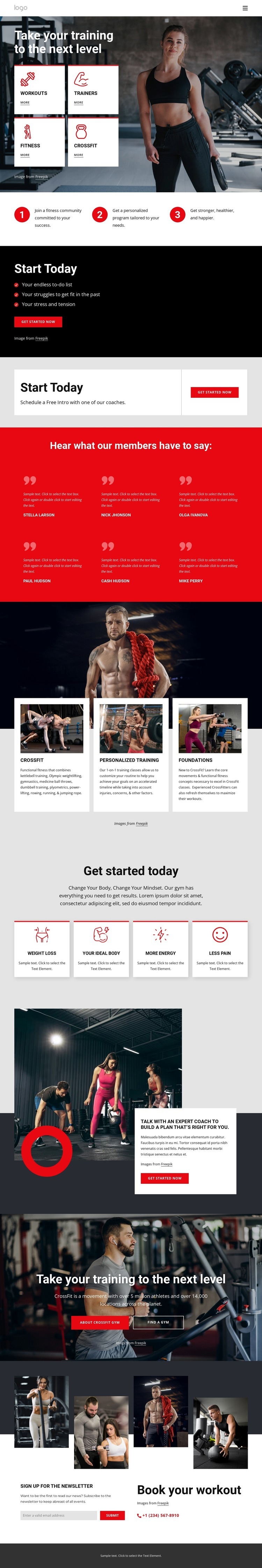 Crossfit training community Homepage Design