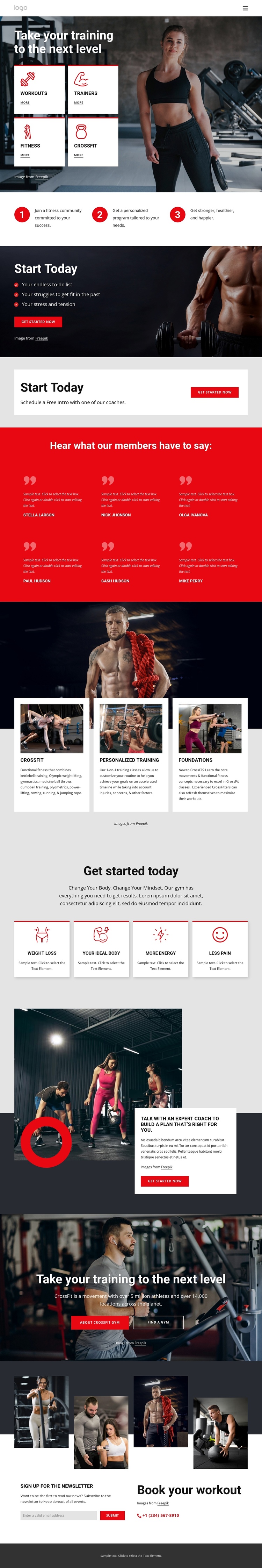 Crossfit training community One Page Template