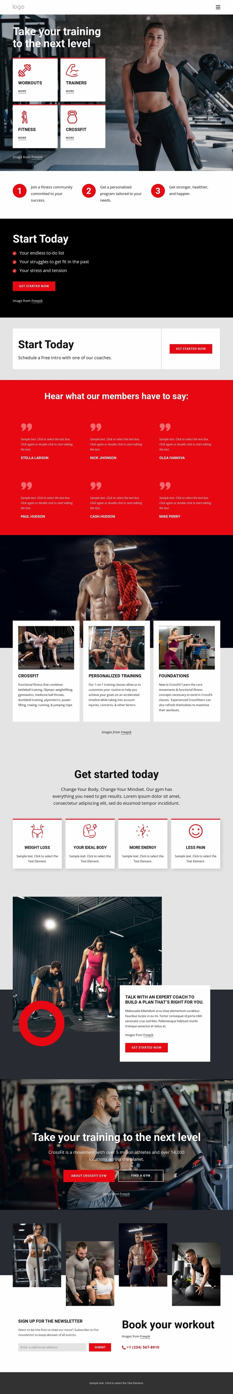 Crossfit training community Website Builder Templates