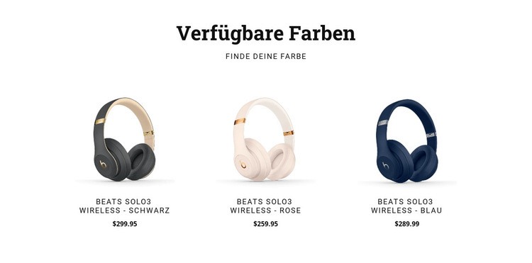 Kopfhörer in verschiedenen Farben Website design