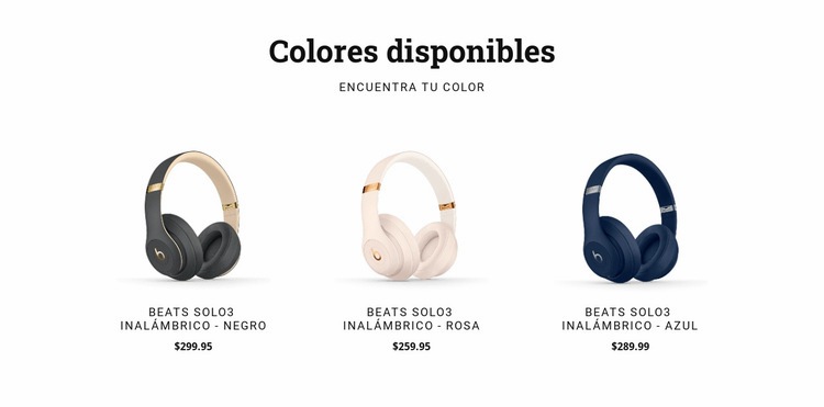 Auriculares en diferentes colores. Diseño de páginas web