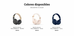 Auriculares En Diferentes Colores. - Plantilla De Maqueta De Sitio Web