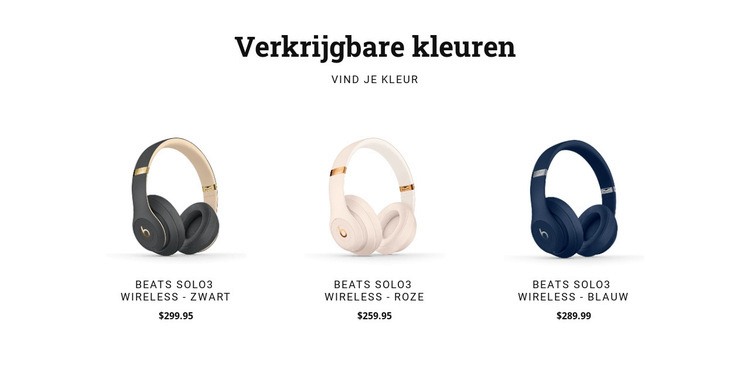 Koptelefoons in verschillende kleuren Website Builder-sjablonen