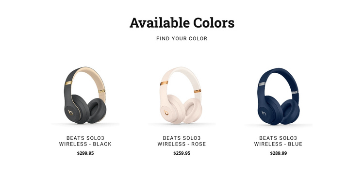 Headphones in different colors Website Builder Software