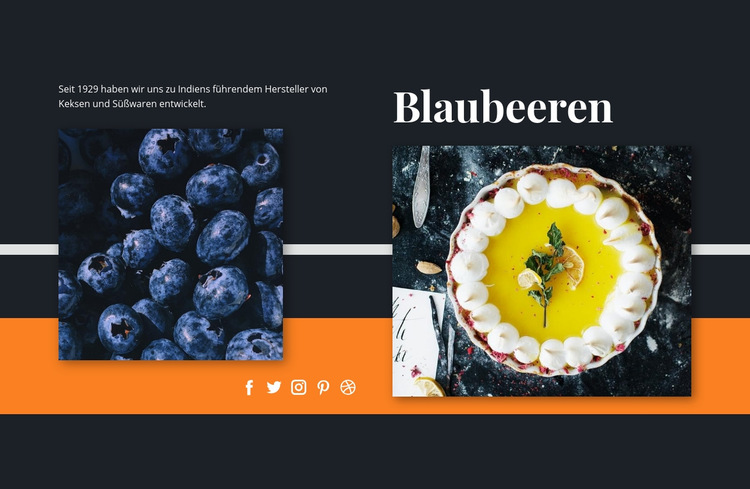 Blaubeeren in Desserts Website-Vorlage