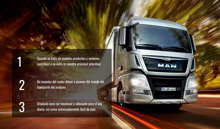 Logística de camiones eficiente Maqueta de sitio web