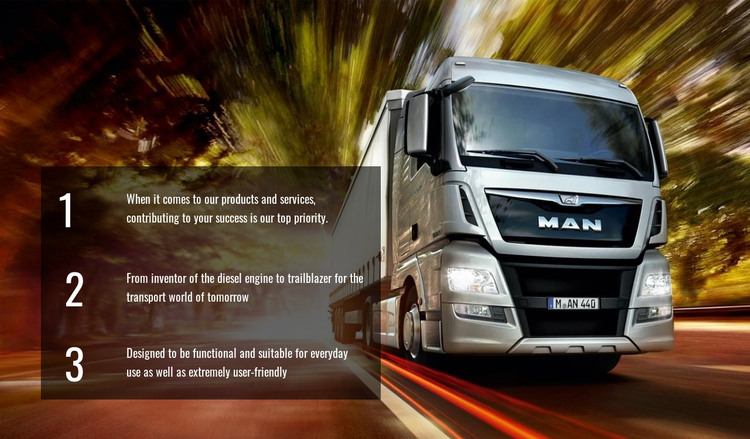 Efficient truck logistics Homepage Design