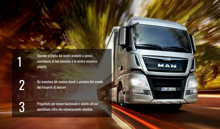 Logistica efficiente dei camion Costruttore di siti web HTML
