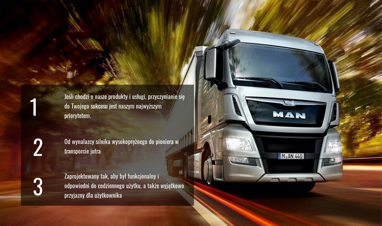 Efektywna logistyka samochodów ciężarowych Szablony do tworzenia witryn internetowych