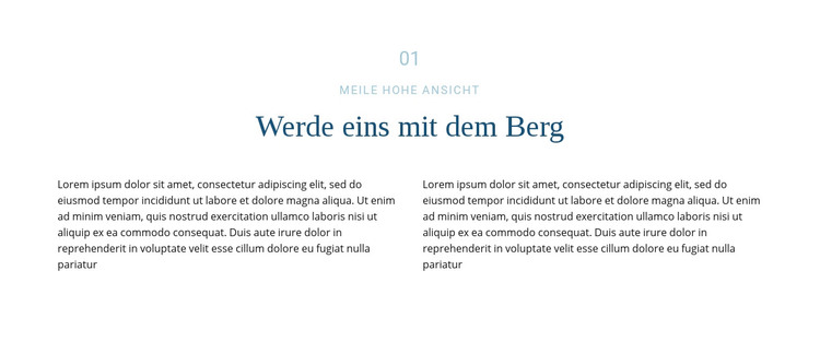 Text über Berg HTML-Vorlage