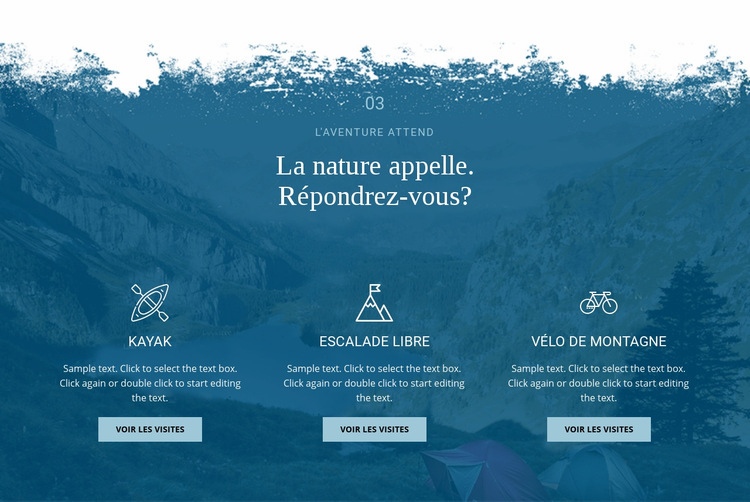 Appel de la nature Page de destination