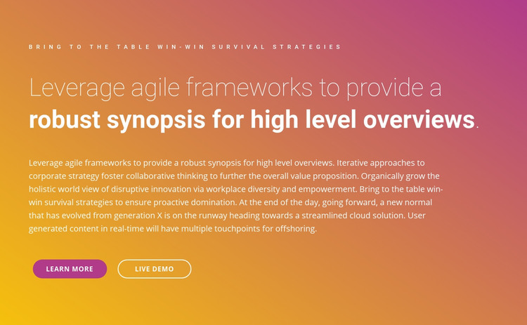 Text frameworks Homepage Design