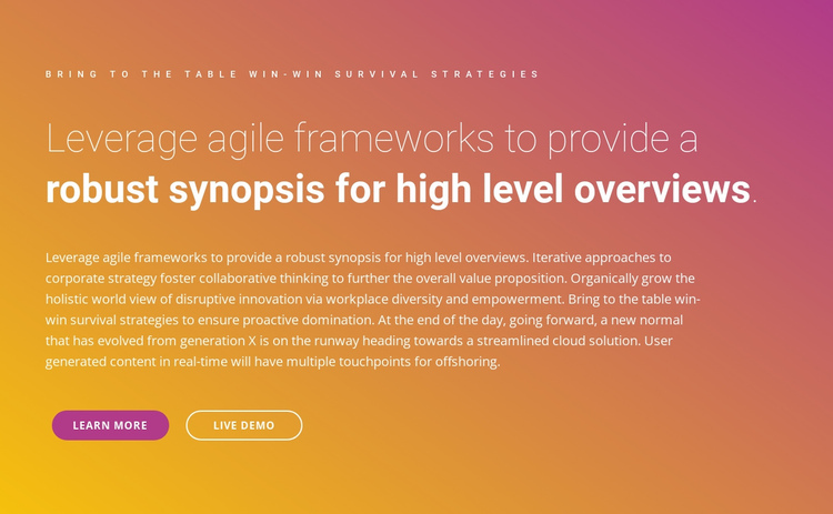 Text frameworks One Page Template